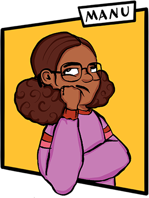 Manu, com cara de poucos amigos